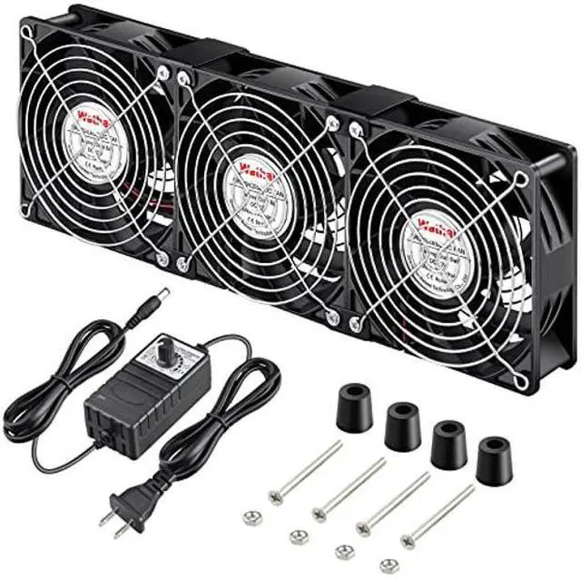 Main image of Wathai 120mm x 38mm 360mm Computer Fan with AC Plug, Powerful Exhaust Fan with Variable Speed Controller AC 110V 120V 240V for Windows Greenhouses Crawl Spaces Garages Cabinet CPU GPU PC Case Cooling