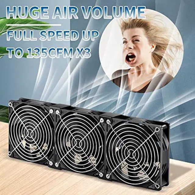 Alt view image 3 of 5 - Wathai 120mm x 38mm 360mm Computer Fan with AC Plug, Powerful Exhaust Fan with Variable Speed Controller AC 110V 120V 240V for Windows Greenhouses Crawl Spaces Garages Cabinet CPU GPU PC Case Cooling