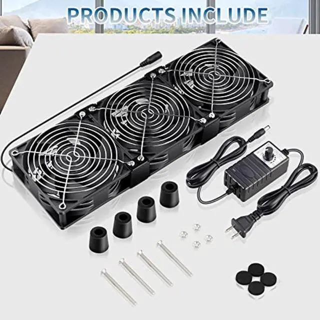 Alt view image 5 of 5 - Wathai 120mm x 38mm 360mm Computer Fan with AC Plug, Powerful Exhaust Fan with Variable Speed Controller AC 110V 120V 240V for Windows Greenhouses Crawl Spaces Garages Cabinet CPU GPU PC Case Cooling