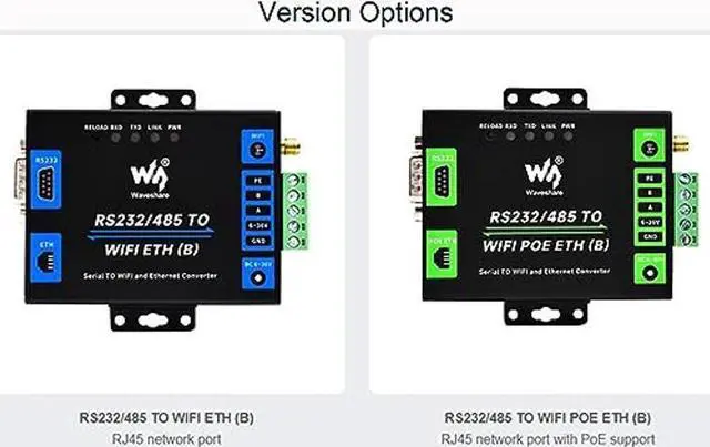 Alt view image 3 of 5 - RS232/485 to WiFi and Ethernet Converter with POE, Serial Server, Modbus Gateway, MQTT Gateway,Serial Port to HTTPD Client, Allow Serial Port to WIFI, Serial Port to Ethernet, Ethernet to WIFI