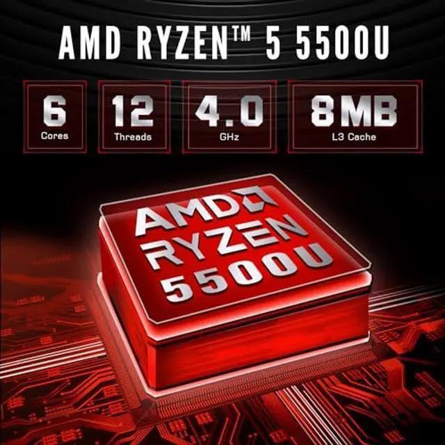 Alt view image 2 of 5 - Trycoo HA-3 Mini PC,AMD Ryzen 5 5500U Processor(6C/12T,Up to 4.0Ghz),16GB RAM 512GB SSD,Windows 11 Pro Mini Desktop Computer,4K@60Hz Output HDMI2.0/Type-C/WiFi 6/BT5.2/USB3.2/Gigabit Ethernet