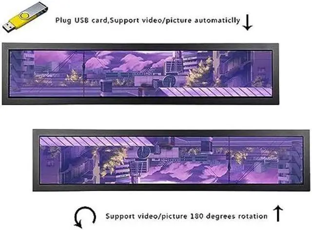 Alt view image 2 of 5 - VSDISPLAY 28 Inch Long Stretched Bar Display 1920x360 IPS LCD Screen Monitor with HD-MI USB Video Input,Supports 180 Degree Image Rotation