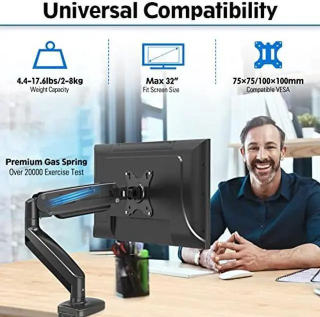 Alt view image 2 of 5 - MOUNTUP Normal Single Monitor Arm & Non-VESA Monitor Mount Adpater Bundle