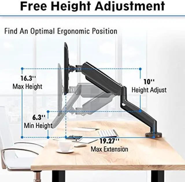 Alt view image 4 of 5 - MOUNTUP Normal Single Monitor Arm & Non-VESA Monitor Mount Adpater Bundle