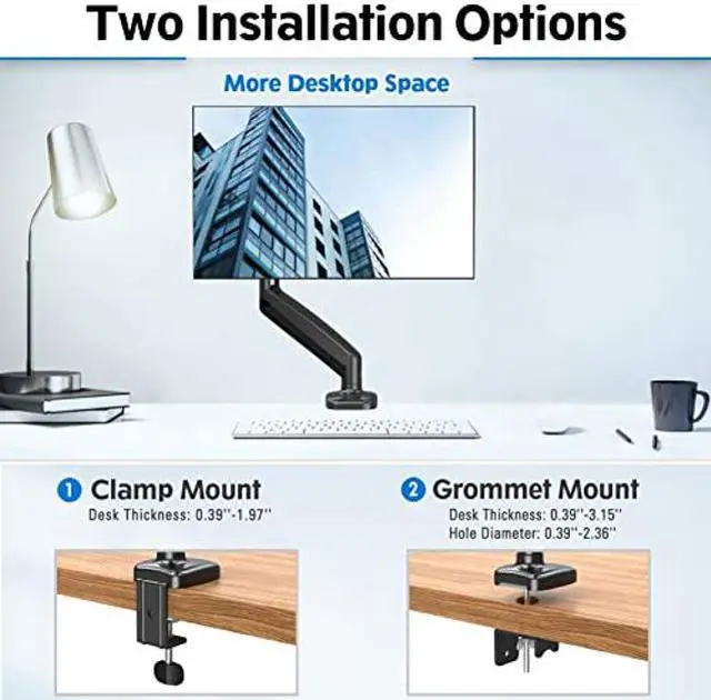 Alt view image 5 of 5 - MOUNTUP Normal Single Monitor Arm & Non-VESA Monitor Mount Adpater Bundle