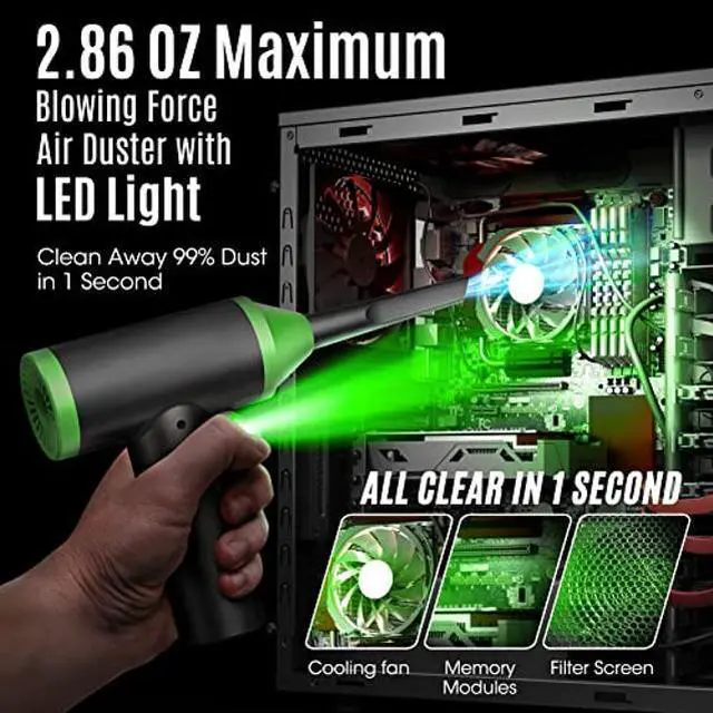 Alt view image 2 of 5 - Compressed Air Duster Keyboard Cleaner 90000RPM Electric Air Duster & Vacuum Cleaner Compressed Air Replace Canned Air Rechargeable 6000mAh for Computer Electronic