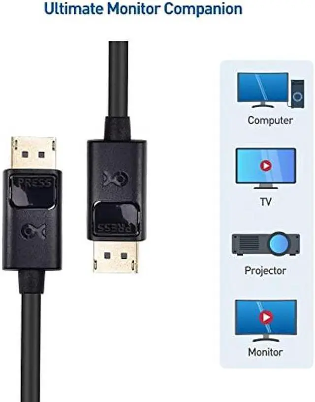 Alt view image 5 of 5 - Cable Matters DisplayPort to DisplayPort Cable, Computer Monitor Cable 35 ft, 2K@60Hz, Display Cable, Male to Male Display Port Cable, Gold-Plated DP to DP Cable, 35 Feet