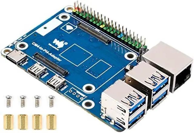 Main image of Compute Module 4 to Raspberry Pi 4 Adapter, Connect CM4 to Replace Raspberry Pi 4B, Alternative for Pi 4,Onboard 4-ch USB 3.0,RJ45 Gigabit Ethernet Port,PoE Header,Compatible with Pi 4B Series Hats