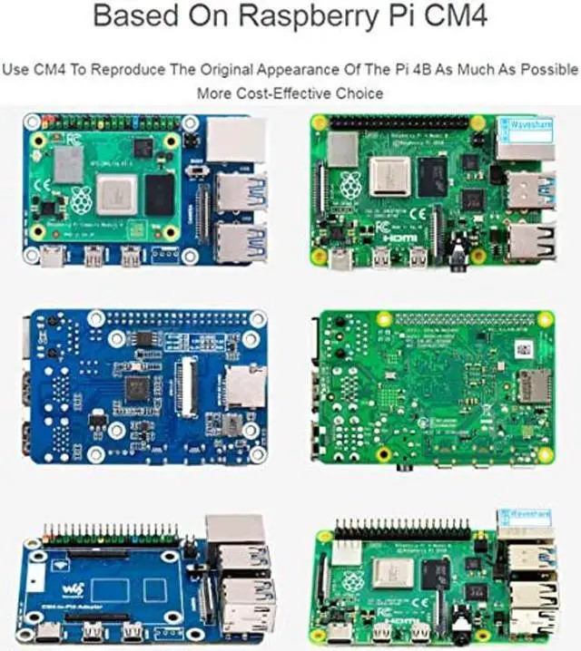 Alt view image 4 of 5 - Compute Module 4 to Raspberry Pi 4 Adapter, Connect CM4 to Replace Raspberry Pi 4B, Alternative for Pi 4,Onboard 4-ch USB 3.0,RJ45 Gigabit Ethernet Port,PoE Header,Compatible with Pi 4B Series Hats