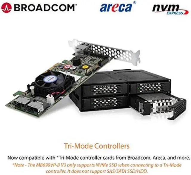 Alt view image 2 of 4 - ICY DOCK 4 x 2.5 NVMe U.2/U.3 SSD PCIe 4.0 Mobile Rack for 5.25" Bay with OCuLink | ToughArmor MB699VP-B V3