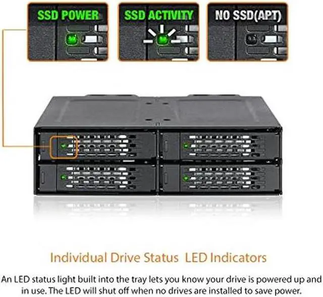 Alt view image 3 of 4 - ICY DOCK 4 x 2.5 NVMe U.2/U.3 SSD PCIe 4.0 Mobile Rack for 5.25" Bay with OCuLink | ToughArmor MB699VP-B V3