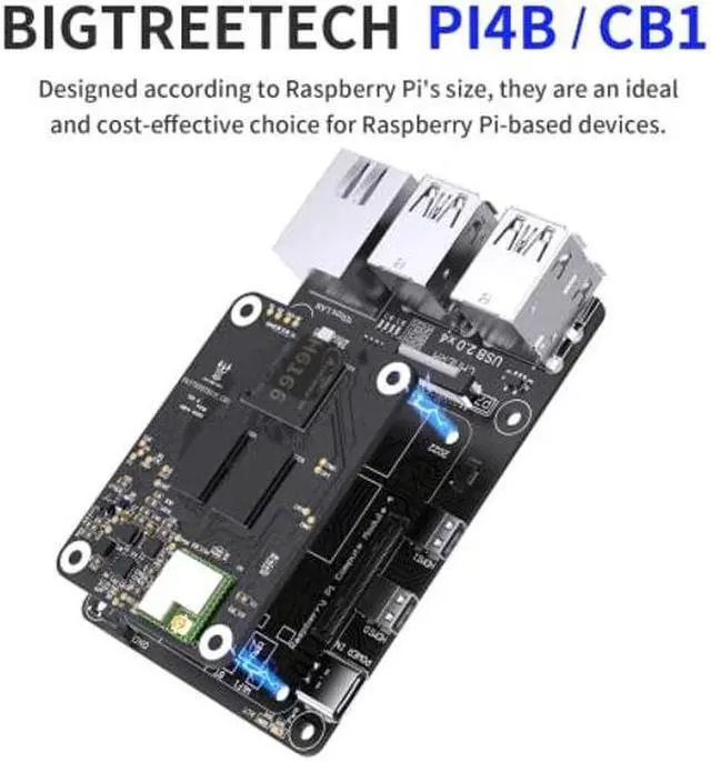 Alt view image 4 of 5 - BIGTREETECH CB1 V2.2 + Pi4B Adapter Panel Board Kit, Support with SKR Mini E3 V3.0 Octopus V1.1 Octopus Pro SKR 3 Control Board to Run Klipper VS Raspberry-Pi 4/3B for Voron 3D Printer