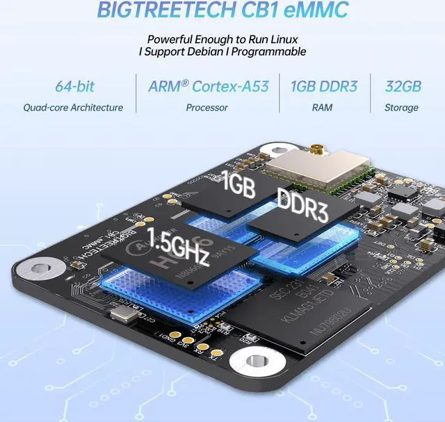 Alt view image 2 of 5 - BIGTREETECH CB1 eMMC V1.1 Control Board (1GB+32GB), Support Klipper Upgrade on CB1 V2.2 Compatible with Raspberry-Pi 3B/4B, Manta M8P/M5P/M4P, Manta E3EZ Motherboard, Pi4B Adapter 3D Printer Part