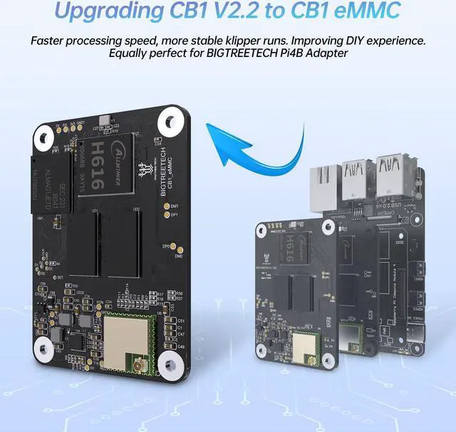 Alt view image 3 of 5 - BIGTREETECH CB1 eMMC V1.1 Control Board (1GB+32GB), Support Klipper Upgrade on CB1 V2.2 Compatible with Raspberry-Pi 3B/4B, Manta M8P/M5P/M4P, Manta E3EZ Motherboard, Pi4B Adapter 3D Printer Part