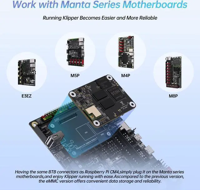 Alt view image 5 of 5 - BIGTREETECH CB1 eMMC V1.1 Control Board (1GB+32GB), Support Klipper Upgrade on CB1 V2.2 Compatible with Raspberry-Pi 3B/4B, Manta M8P/M5P/M4P, Manta E3EZ Motherboard, Pi4B Adapter 3D Printer Part
