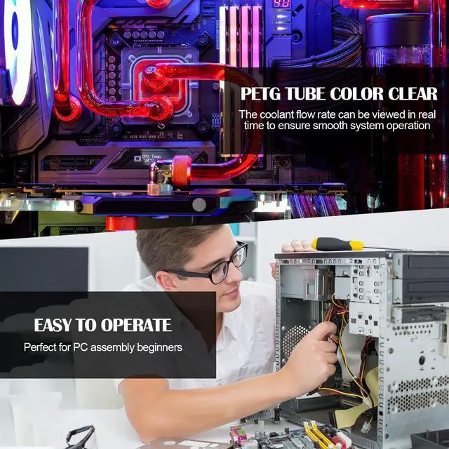 Alt view image 4 of 5 - Frienda 12 Pcs Clear PETG Tube 0.39 inch/ 10 mm ID, 0.55 inch/ 14 mm OD Rigid PETG Tubing Water Cooling Kit Water Cooling Systems for PC Liquid, 30 Inch Long