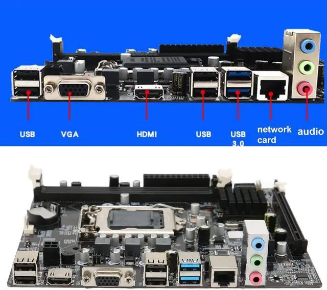 Alt view image 4 of 5 - LGA 1155 DDR3 Computer Motherboard Mainboard, for Intel Gaming Motherboard with 3 SATA2.0/1 SATA3.0, Channels DDR3 , 4PIN/24PIN Power Connector