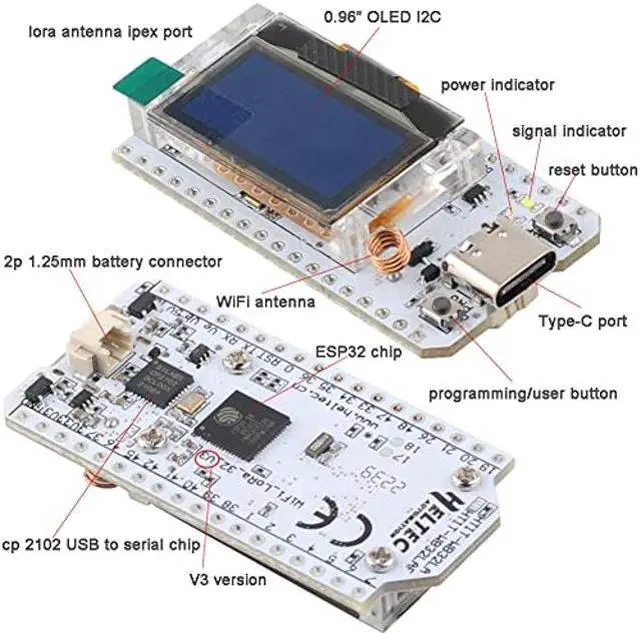 Alt view image 2 of 5 - DIYmalls 915MHz LoRa ESP32 OLED Board V3 Type-C SX1262 8MB Flash + LoRa Antenna U.FL IPEX to SMA for Arduino LoraWan IOT (Pack of 2), not Compatible with LoRa 32 V2