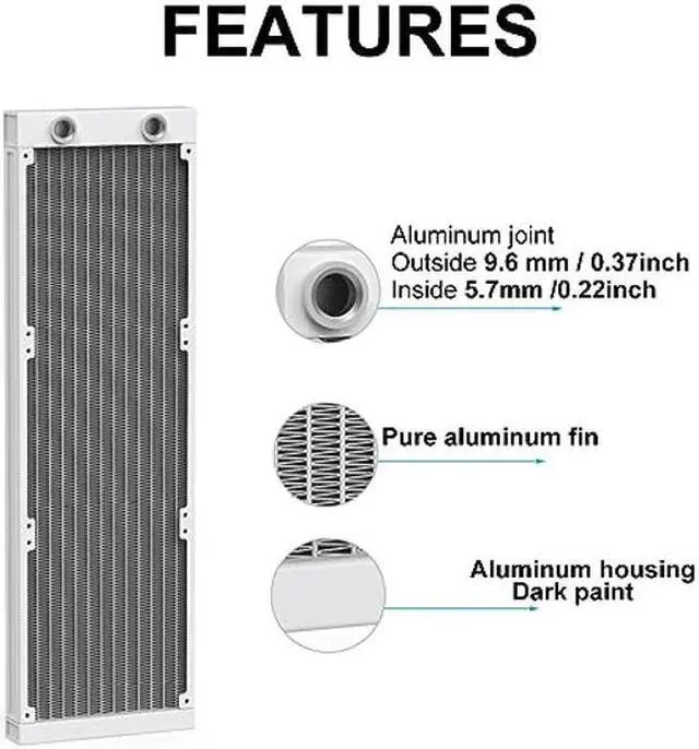 Alt view image 2 of 5 - CLYXGS Water Cooling Radiator, 12 Pipe G1/4 Thread Heat Row Radiator 12 Pipe Aluminum Heat Exchanger Radiator for PC CPU Computer Water Cool System 360mm White