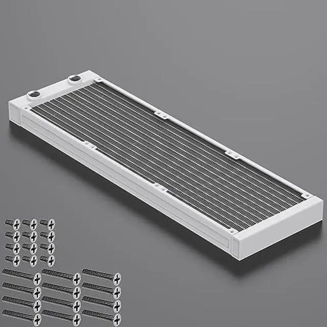Alt view image 5 of 5 - CLYXGS Water Cooling Radiator, 12 Pipe G1/4 Thread Heat Row Radiator 12 Pipe Aluminum Heat Exchanger Radiator for PC CPU Computer Water Cool System 360mm White