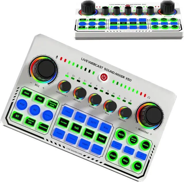 Main image of X50 Live Sound Card, 12 Warm Up Sound Effects One Touch Mute USB External Sound Card DJ Mixer for Live Streaming, PC, Recording