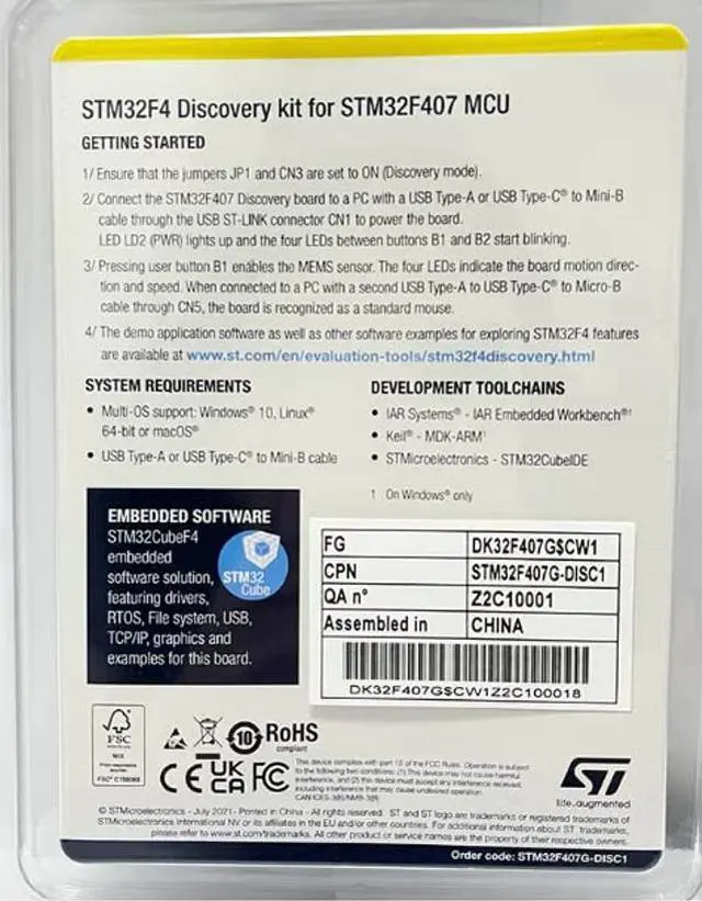 Alt view image 2 of 2 - XFCZMG STM32F407G-DISC1, Application Development Board for The STM32F407 32-Bit Microcontroller