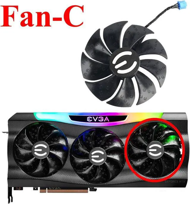 Alt view image 3 of 5 - inRobert PLD09220S12H Graphics Card Fan Replacement for EVGA RTX 3070 3080 TI 3090 FTW3 Ultra GPU Cooling Fan (Fan-C)