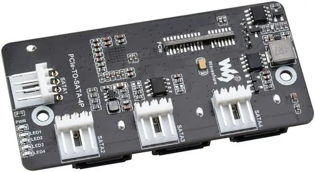 Alt view image 3 of 5 - Coolwell PCIe to 4-Ch SATA 3.0 Expander Supports Compute Module 4 (CM4), 4 CH SATA 3.0 Interface, 6Gpbs High-Speed
