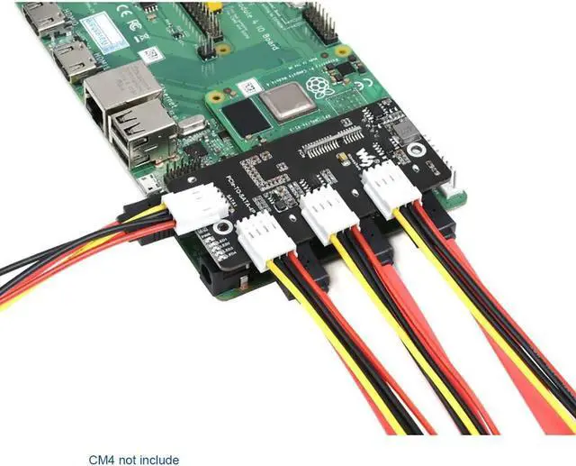 Alt view image 4 of 5 - Coolwell PCIe to 4-Ch SATA 3.0 Expander Supports Compute Module 4 (CM4), 4 CH SATA 3.0 Interface, 6Gpbs High-Speed