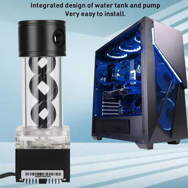 Alt view image 2 of 5 - Water Cooling Kit,800L/H CPU Cooling Cylinder Pump System,Water Cooling Pump Reservoir,T Virus Cylindrical Cooler for Computer Water Cooling System(Black)
