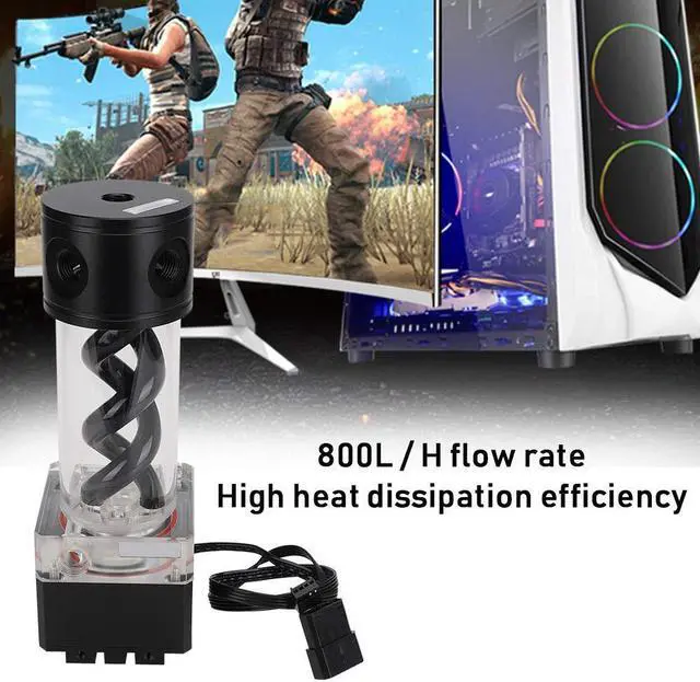 Alt view image 3 of 5 - Water Cooling Kit,800L/H CPU Cooling Cylinder Pump System,Water Cooling Pump Reservoir,T Virus Cylindrical Cooler for Computer Water Cooling System(Black)