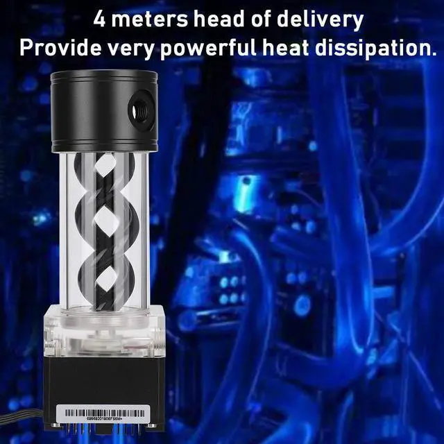 Alt view image 4 of 5 - Water Cooling Kit,800L/H CPU Cooling Cylinder Pump System,Water Cooling Pump Reservoir,T Virus Cylindrical Cooler for Computer Water Cooling System(Black)