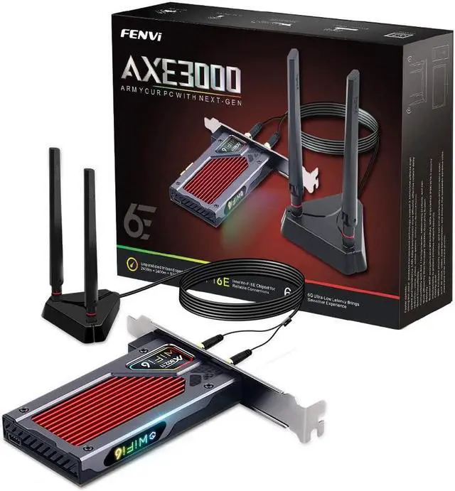 Main image of fenvi AX210 WiFi 6E PCI-E WiFi Adapter BT5.2 RGB Gaming 802.11ax ac 160MHz 2.4GHz 5GHz 6GHz Tri-Band 5400Mbps AX210NGW Desktop WiFi Card for PC Windows(Only WiFi 6E Router Antennas Support 6Ghz Band)