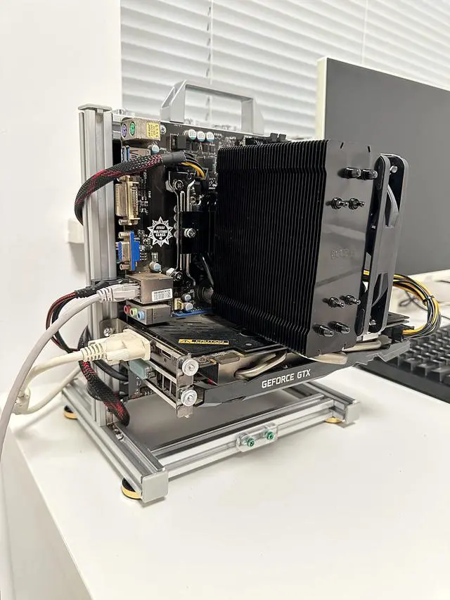 Alt view image 3 of 5 - SharGwa PC Mini-Matx (17 * 25) Motherboard Open Case Frame, Open Bare Metal Air Water Cooling Fan Stand (Silver)