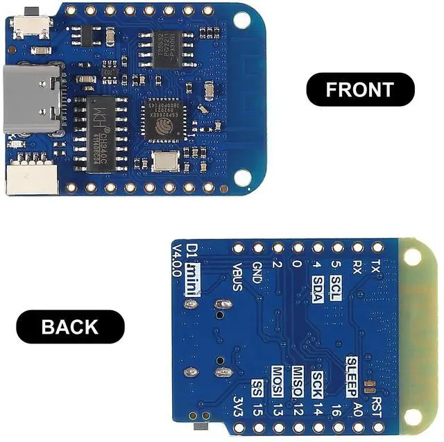 Alt view image 2 of 5 - AITRIP 10PCS WeMos D1 Mini V4.0.0 Type-C USB WiFi Internet of Things Board Based ESP8266 4MB Compatible with Arduino MicroPython Nodemcu