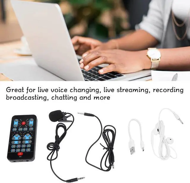 Alt view image 3 of 5 - Diydeg Voice Changer, Handheld Microphone Voice Changer Universal Mini Sound Card with 8 Sound Effects Support Multi Languages, Portable Sound Effects Machine for Mobile Phone Computer Plug and Play