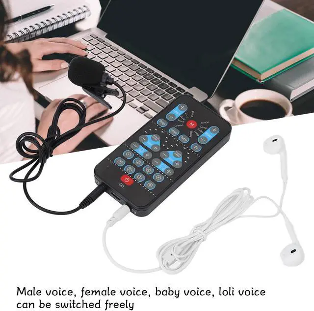 Alt view image 4 of 5 - Diydeg Voice Changer, Handheld Microphone Voice Changer Universal Mini Sound Card with 8 Sound Effects Support Multi Languages, Portable Sound Effects Machine for Mobile Phone Computer Plug and Play