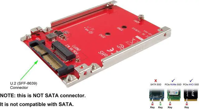 Alt view image 2 of 5 - Ableconn IU2-M2132 M.2 NVMe to U.2 Adapter - Turn M.2 NVMe SSD to 2.5" Drive with U.2 (SFF-8639) Interface - M2 SSD Converter - PCIe M.2 NVMe to U.2 Host Adapter