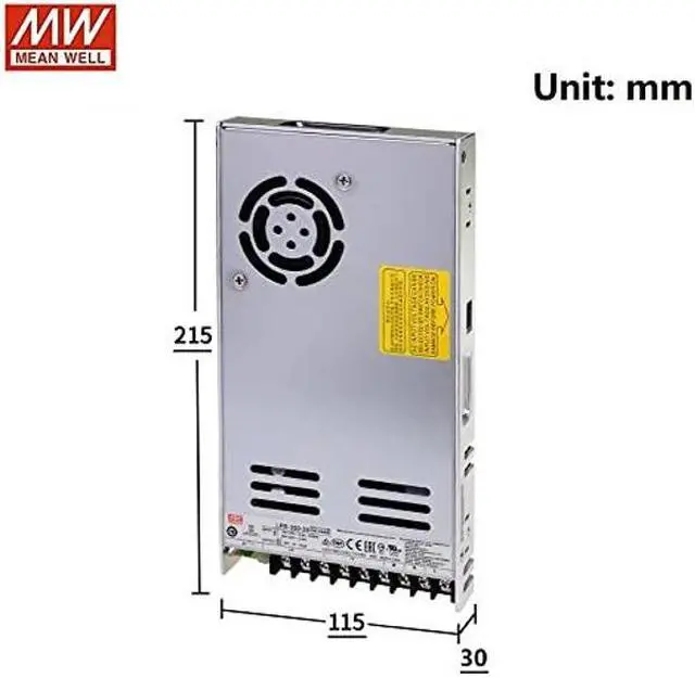 Alt view image 3 of 5 - Mean Well 24V Power Supply LRS-350-24, DC 350W 14.6A Enclosed DC Switching Power Supply, 3D Printer Replacement Power Bench, with a Terminal Cover, Mounting Brackets and Screws