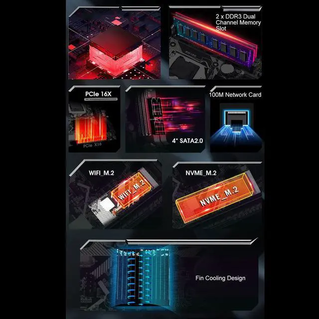 Alt view image 3 of 5 - LGA 1155 Motherboard, Mini ITX Desktop PC Motherboard Support M.2, NVME M.2, VGA, HDMI, 10 USB2.0, Channel DDR3