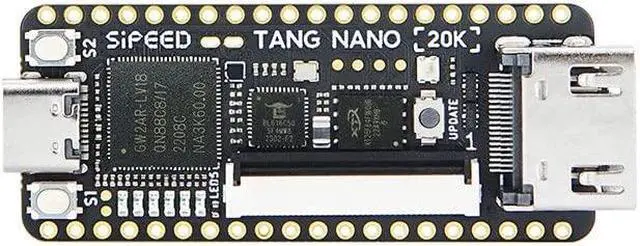 Alt view image 4 of 5 - Sipeed Tang Nano 20K GW2AR-18 QN88 FPGA Development Board with 64Mbits SDRAM 828K Block SRAM Linux RISCV Single Board Computer for Retro Game Console Support microSD RGB LCD JTAG Port