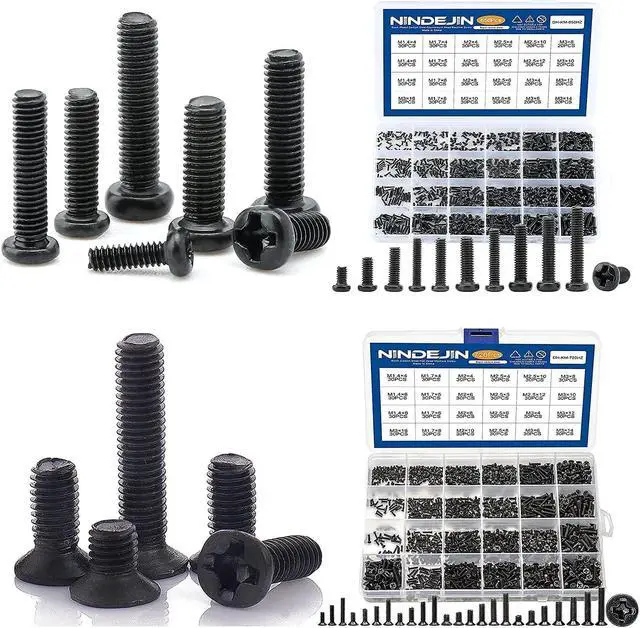Main image of NINDEJIN Computer Laptop Notebook Screws Kit Phillips Flat + Round Pan Head Miniature Screws Set for Toshiba Gateway Samsung HP IBM Dell Sony Acer Asus SSD Hard Disk SATA