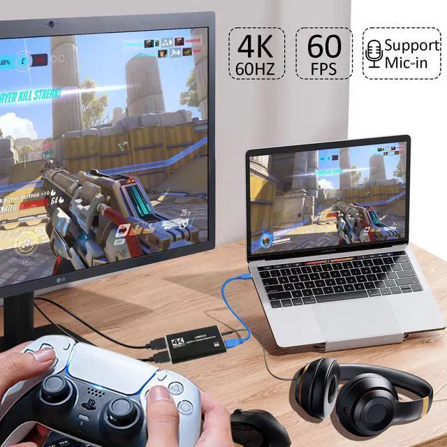 Alt view image 4 of 5 - 4K Audio Video Capture Card, USB 3.0 HDMI Video Capture Device, Full HD 1080P, 3.5mm TRS Audio Input, HDCP 2.2, for Game Recording, Live Streaming Broadcasting