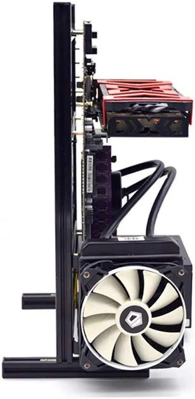 Alt view image 4 of 5 - DIY Computer Chassis Bracket Open Motherboard Case Rack ATX Vertical Horizontal PC Game Chassis Rack Water-Cooled PC Test Bench Creative Overclocking Aluminum Frame Good Heat Dissipation All Black