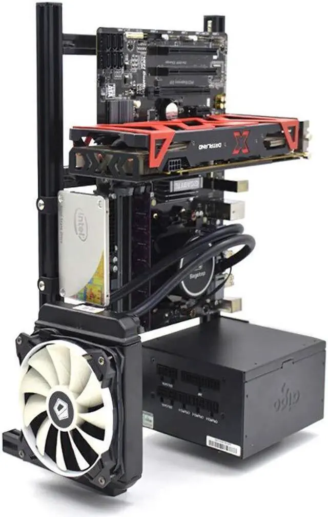 Alt view image 3 of 5 - DIY Computer Chassis Bracket Open Motherboard Case Rack ATX Vertical Horizontal PC Game Chassis Rack Water-Cooled PC Test Bench Creative Overclocking Aluminum Frame Good Heat Dissipation All Black