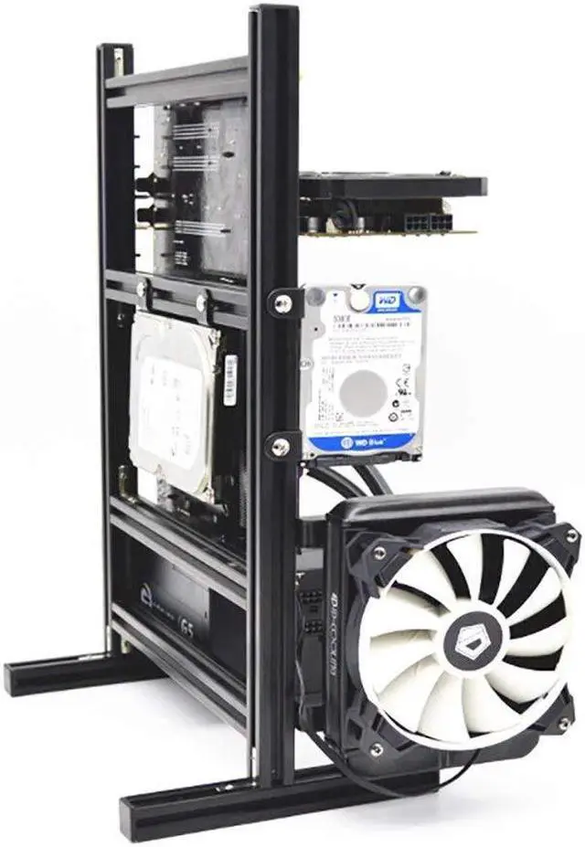 Alt view image 5 of 5 - DIY Computer Chassis Bracket Open Motherboard Case Rack ATX Vertical Horizontal PC Game Chassis Rack Water-Cooled PC Test Bench Creative Overclocking Aluminum Frame Good Heat Dissipation All Black