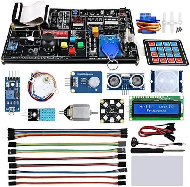Main image of FREENOVE Projects Kit for Raspberry Pi 4 B 3 B+ 400, Python C Java Scratch Code, 607-Page Detailed Tutorial, 102 Projects, Simple Wiring (Raspberry Pi NOT Included)