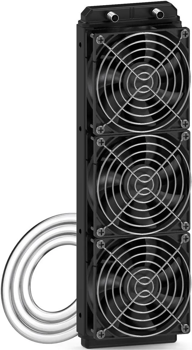 Main image of Clyxgs Water Cooling Radiator, 12 Pipe Aluminum Heat Exchanger Radiator with Fan for PC CPU Computer Water Cool System DC12V 360mm Black