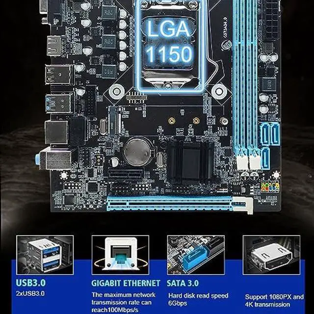 Alt view image 4 of 5 - H81 Motherboard MATX, for Intel LGA 1150, Supports Core I3 i5 i7, for Xeon E3 V3,for G Processors, Dual Channel DDR3 (1600MHz), 1 X PCIe X16, NVMe NGFF, SATA 6Gb s