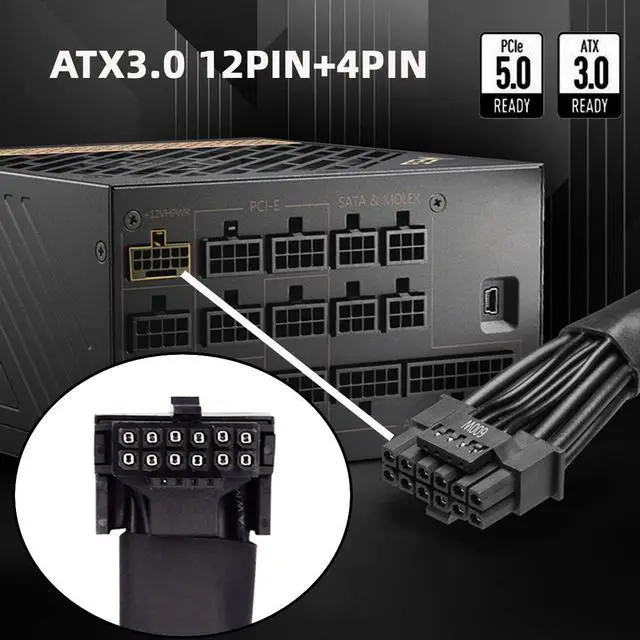 Alt view image 4 of 5 - CY 12VHPWR ATX3.0 PCI-E 5.0 Power Modular Cable Male to Female Up Angled 90 Degree Extension 17cm Compatible for 3080 3090TI PSU 16Pin 12+4P Graphics Card